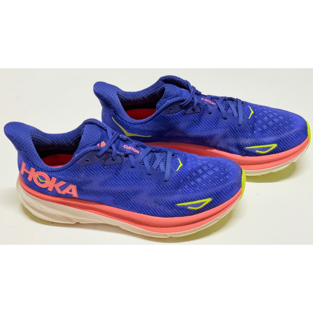 Hoka Clifton 9 Evening Sky Hot Pink Running Shoes Womens 12B 1127896 EVN